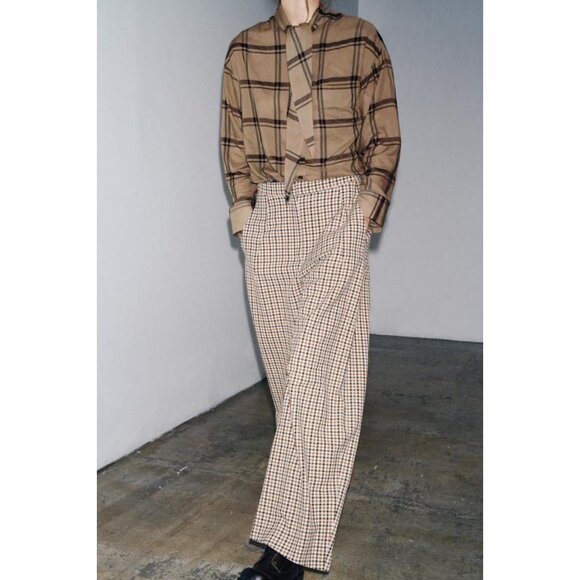 ZARA ZW COLLECTION CHECK TROUSERS - Picture 6 of 8